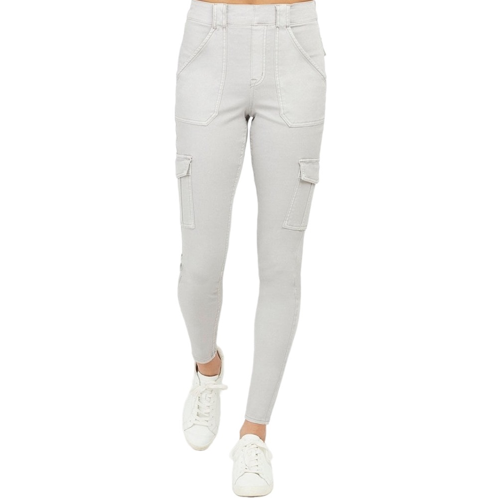 Spanx Pants Stretch Twill Ankle Cargo Pant Crystal Gray Size Medium NWT